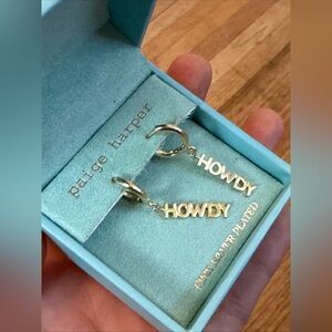 Paige Harper “howdy” dangle silver plated (gold color) earrings